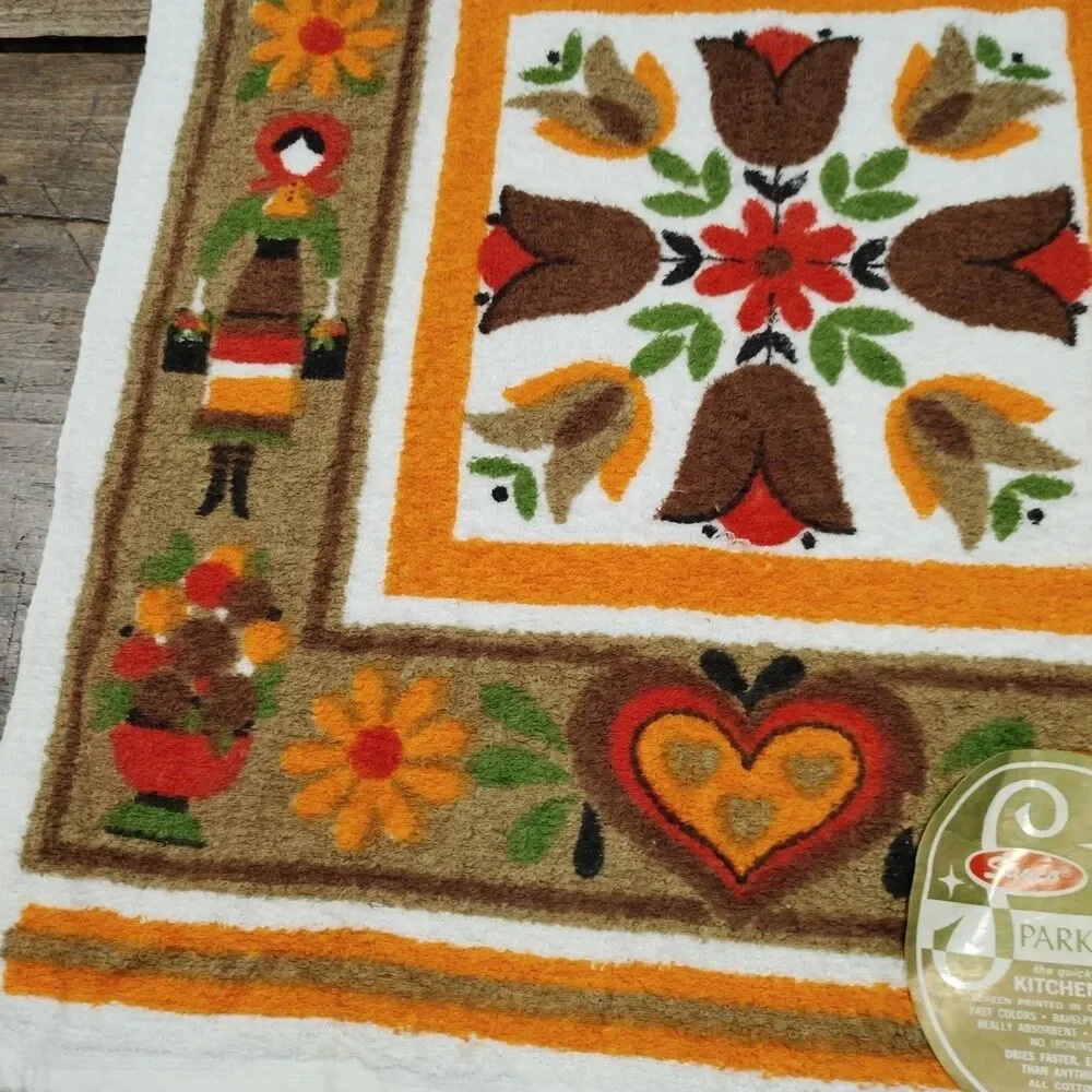 Vintage Towels & Wash Cloth Kitchen Hand Towels Cotton Made USA Home Sweet NEW